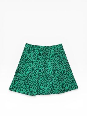 Banana Republic Skirt Womens 0 Petite High Waisted Green Leopard Jacquard Print